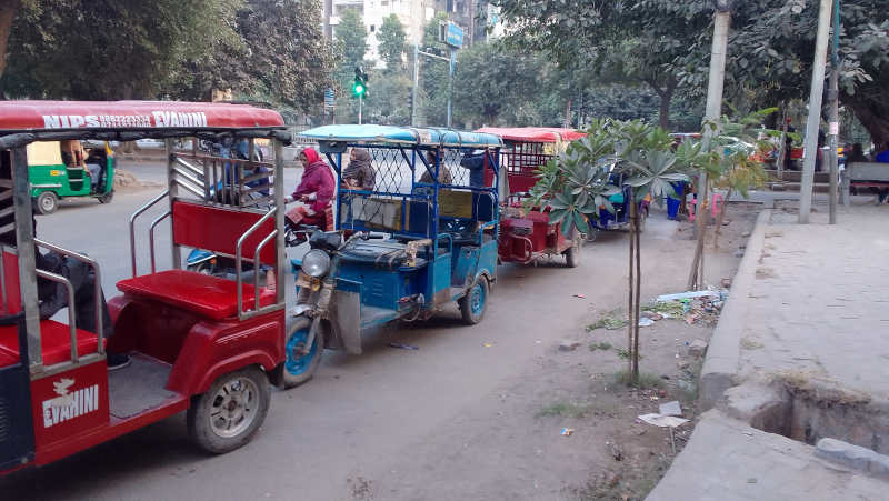 Battery-operated electric rickshaws provide employment to many people in New Delhi. Photo: Rakesh Raman / RMN News Service. (Representational Image)
