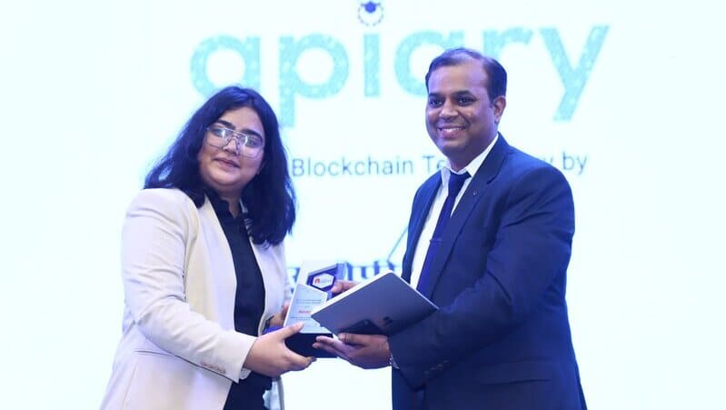 Honoring excellence in innovation, the Best Incubator & Accelerator Award was presented to STPI Apiary, Blockchain Centre of Entrepreneurship.