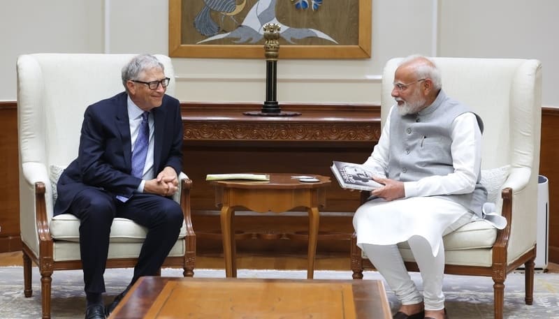 Bill Gates meeting Narendra Modi in New Delhi on March 19, 2025. Photo: PIB / Bill Gates